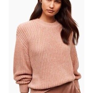 Wilfred Aritzia Essential Chenille Sweater in Dusty Pink/Light Pink Size XS